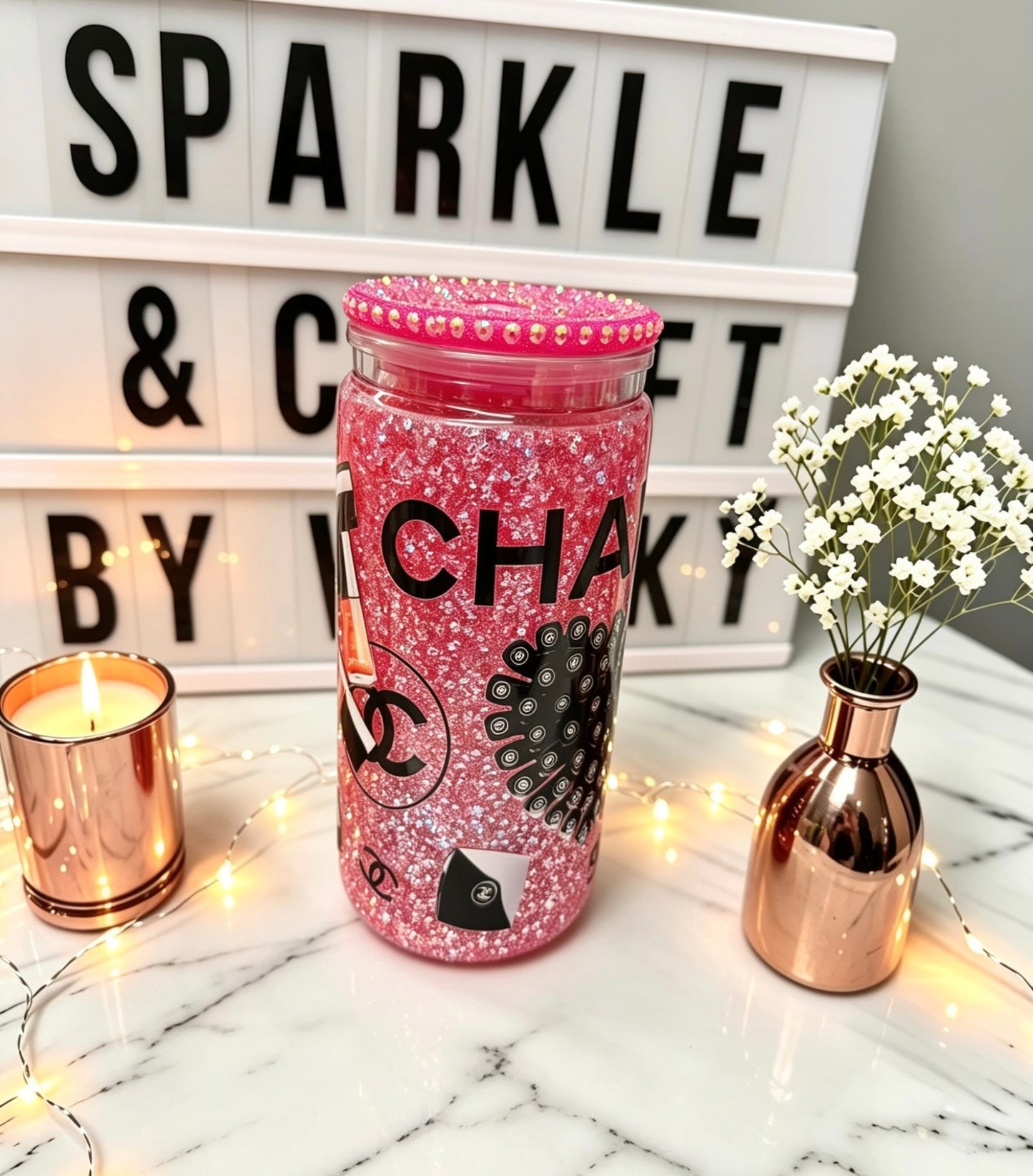 Designer Inspired Snowglobe Tumbler