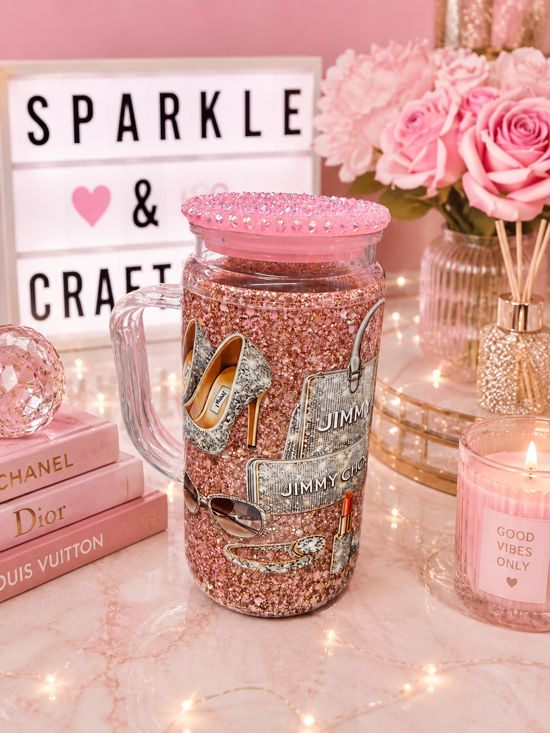 Designer Inspired Snowglobe Tumbler