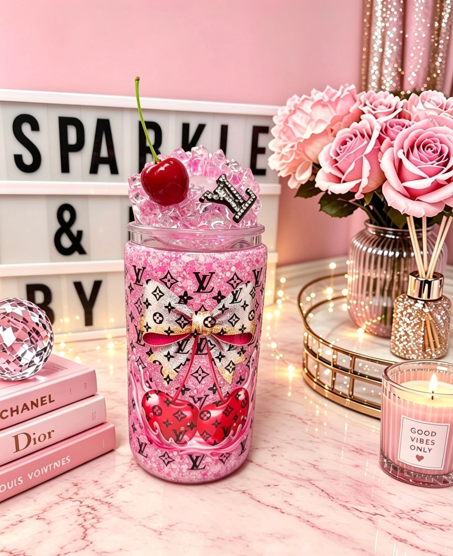 Designer Inspired Snowglobe Tumbler