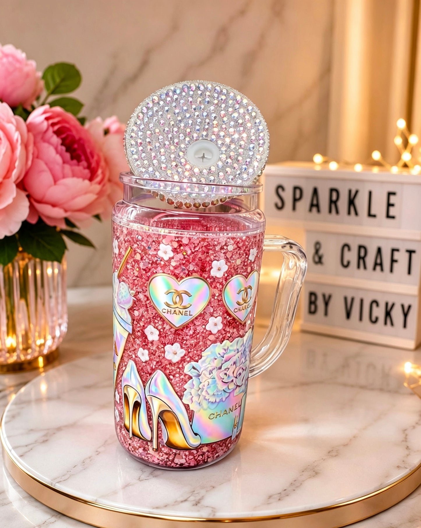 16oz Handle Snowglobe Tumbler