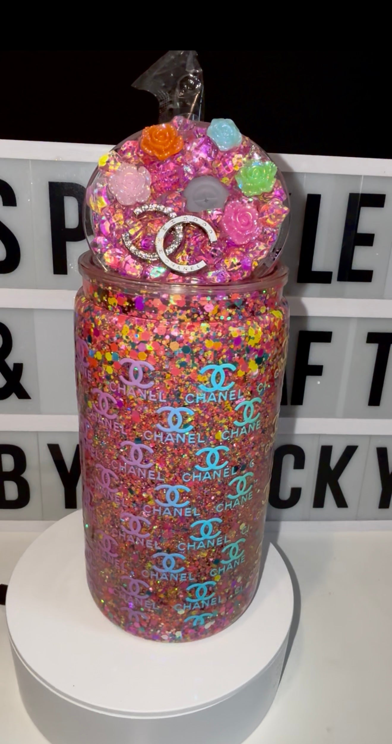 Designer Inspired Snowglobe Tumbler